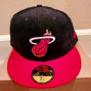 NWT New Era 5950 Hardwood Classics NBA Miami Heat fitted cap 7 1/2 rare corduroy